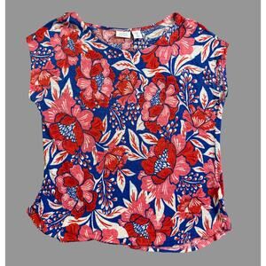 Sigrid Olsen 100% Linen Floral Sleeveless Top